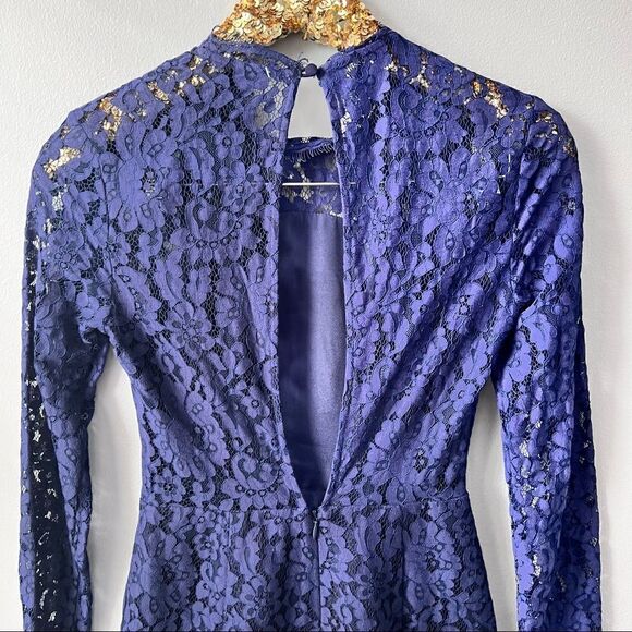 Sz XS Keepsake Run the World Navy Blue Long Sleeve Lace Dress - Picture 8 of 14